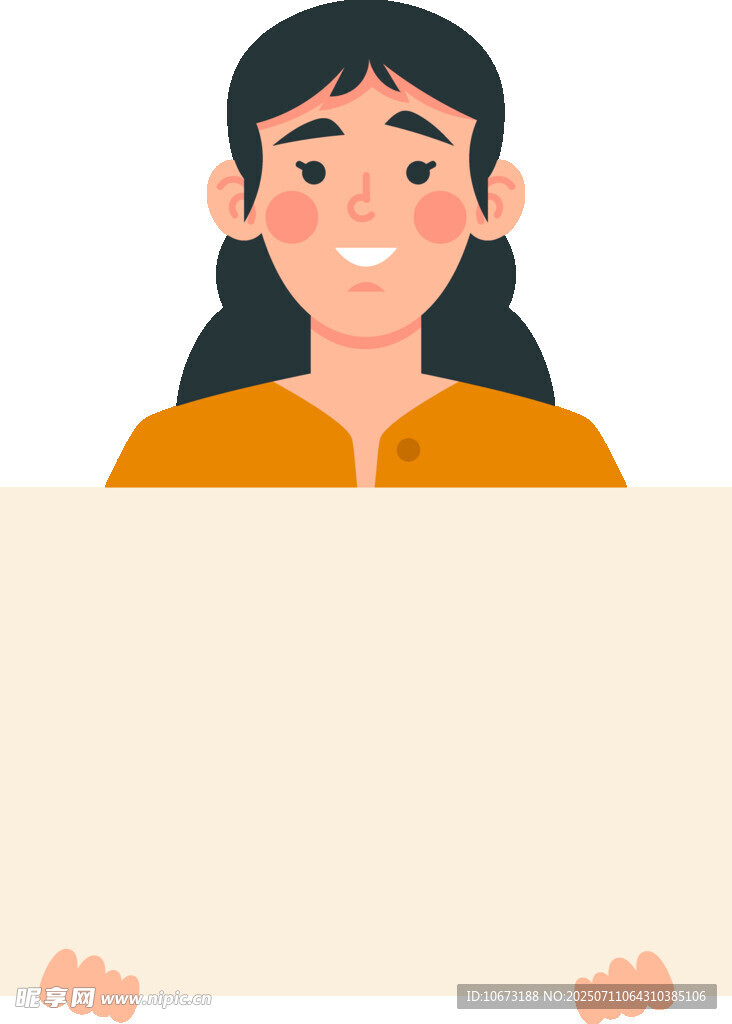 手持白板的微笑女性