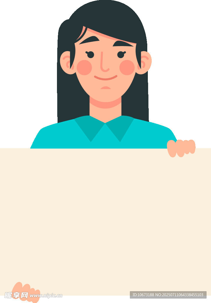 持空白板的微笑女性