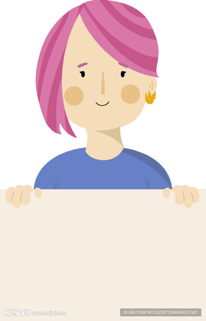 持空白板的粉发女孩