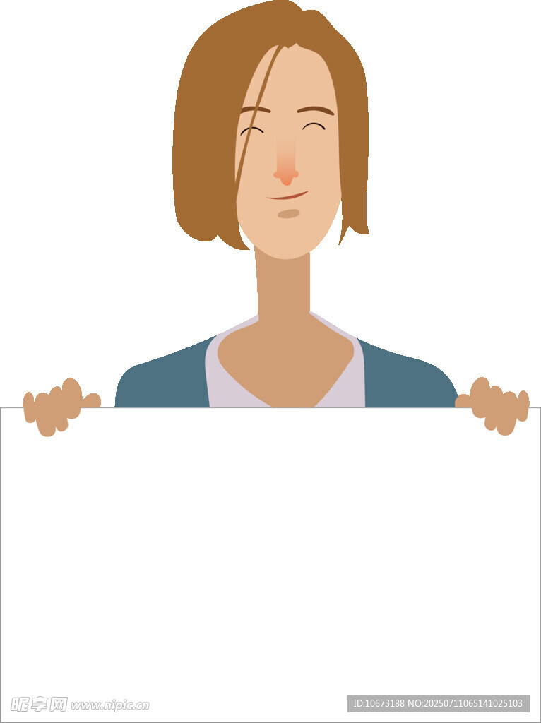 持空白板的女性