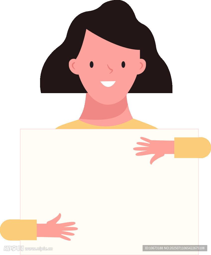 手持白板的微笑女性