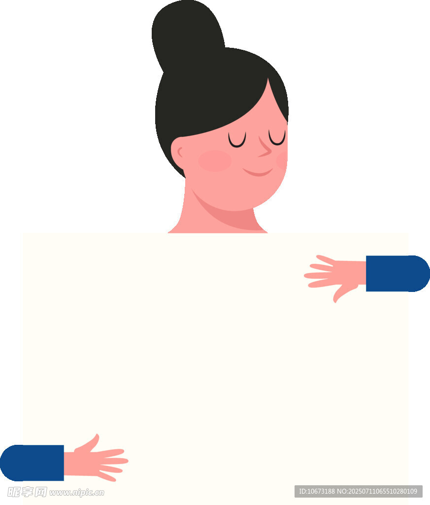 女性手持空白广告牌