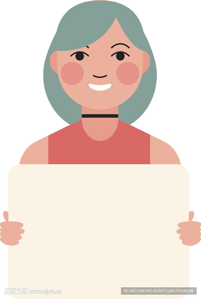 持空白板的微笑女士