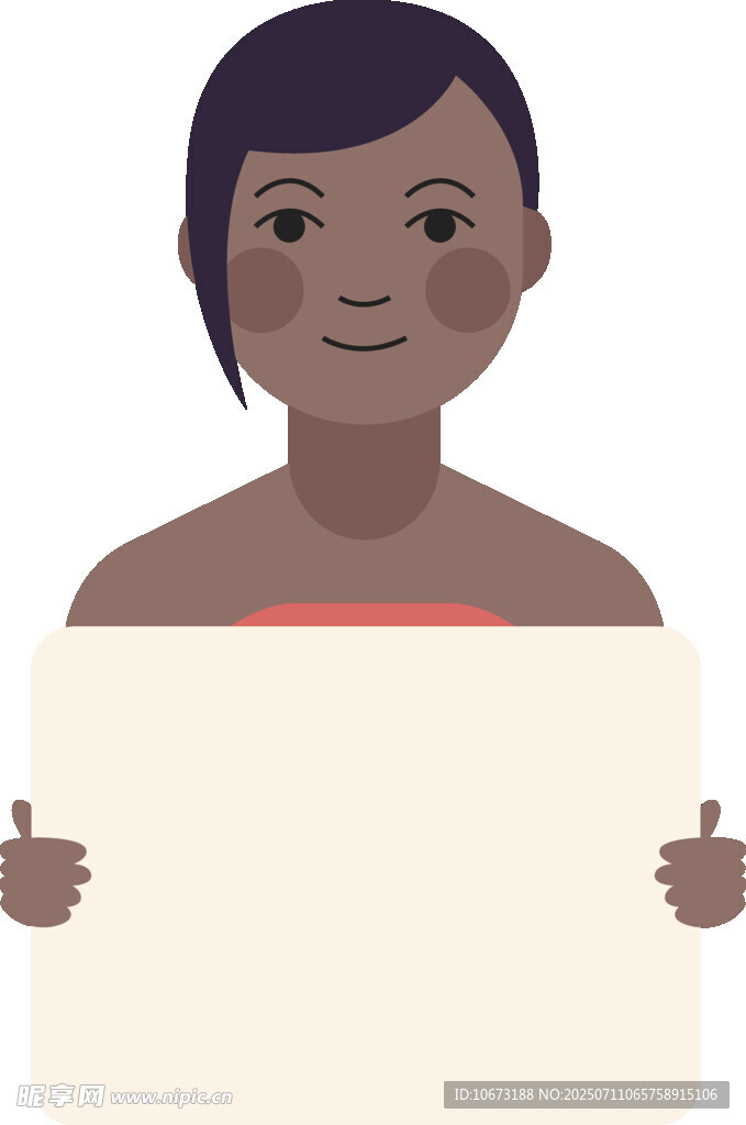 持空白板的微笑女性