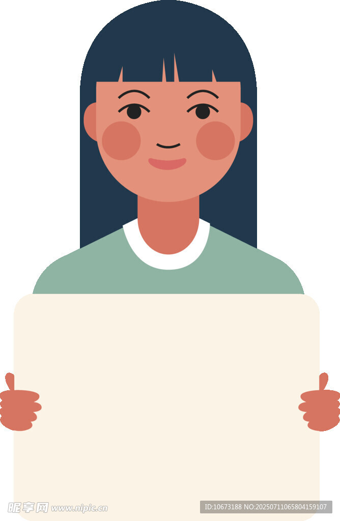 女孩手持空白展示板