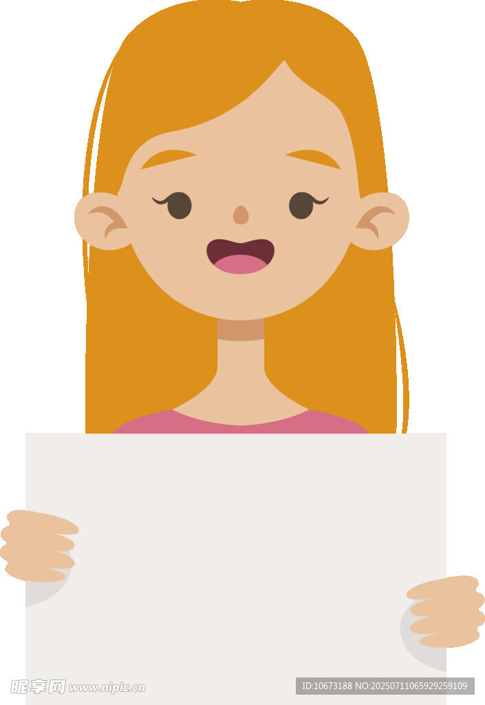 持空白板的金发女孩
