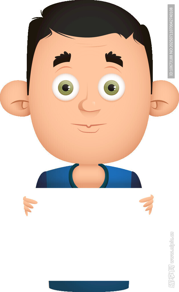举空白板的卡通男子