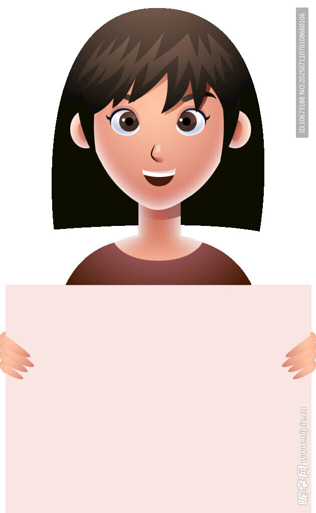 女孩手持空白展示板