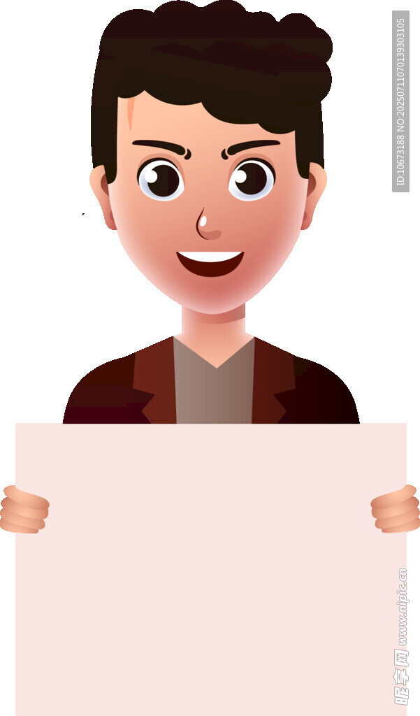 男子手持空白展示板