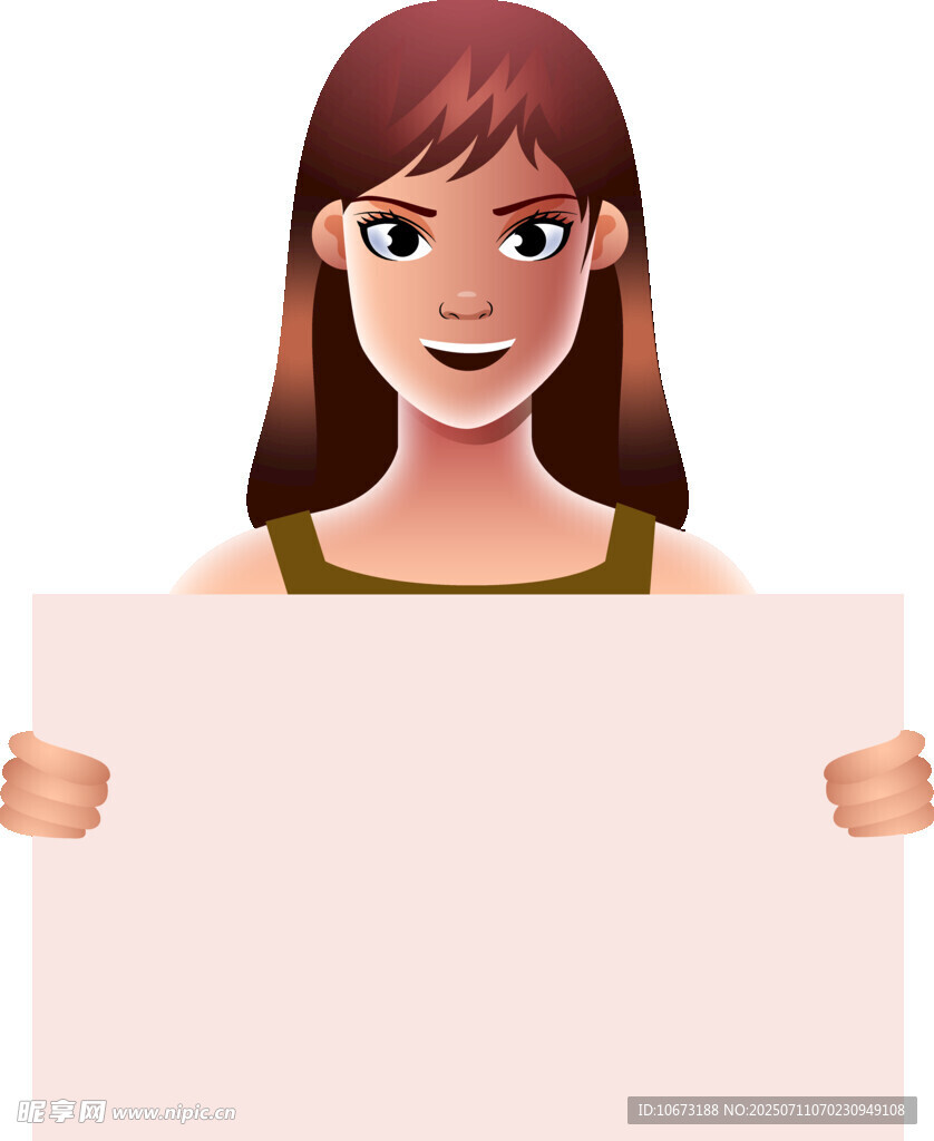 女孩手持空白广告牌