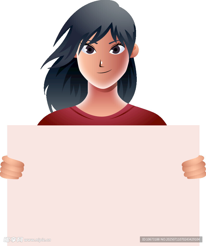 手持白板的女性形象