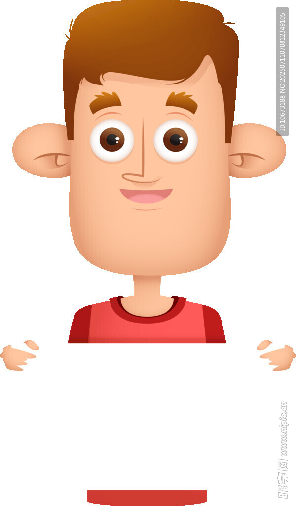 手持白板的卡通男孩