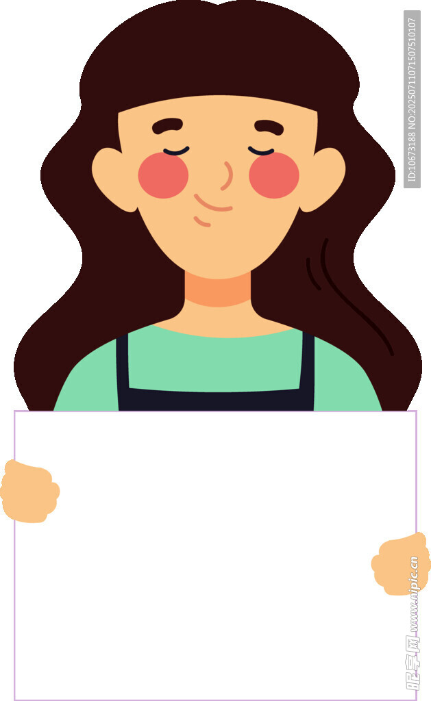 手持白板的微笑女孩