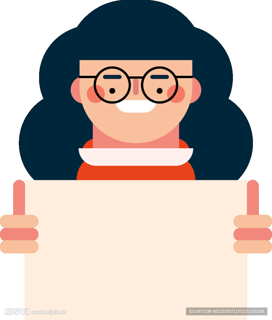 戴眼镜女士手持空白展板