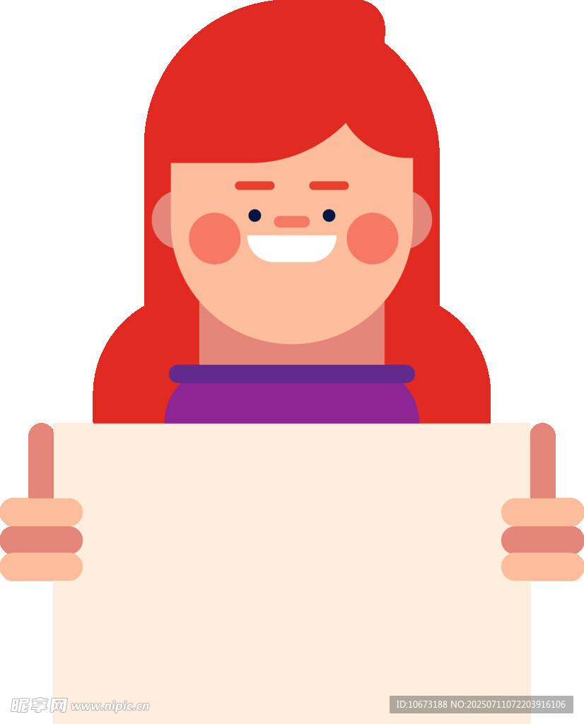 红发女孩手持空白展板