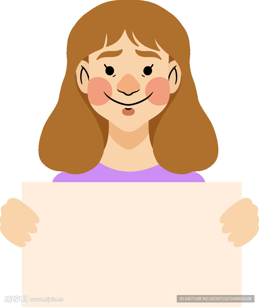 女孩手持空白展板