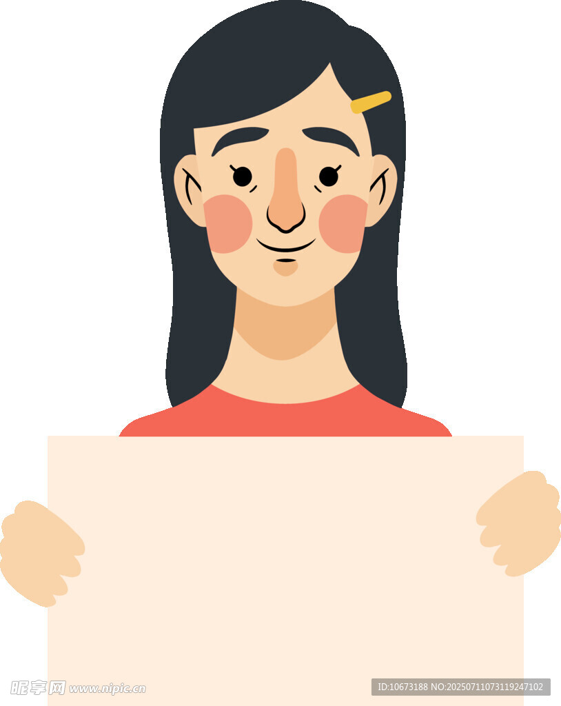 女孩手持空白展板