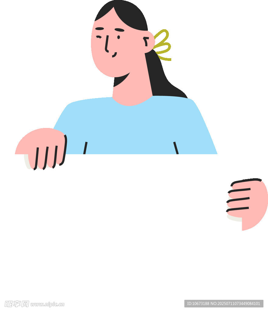 女孩手持空白板
