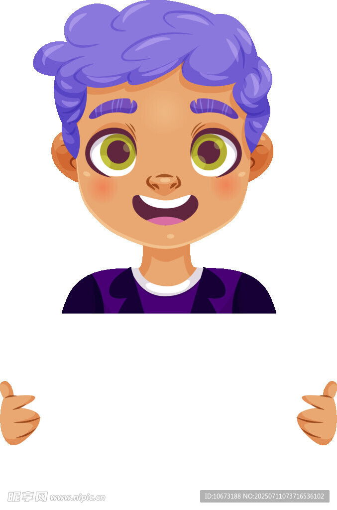 手持白板的欢乐男孩