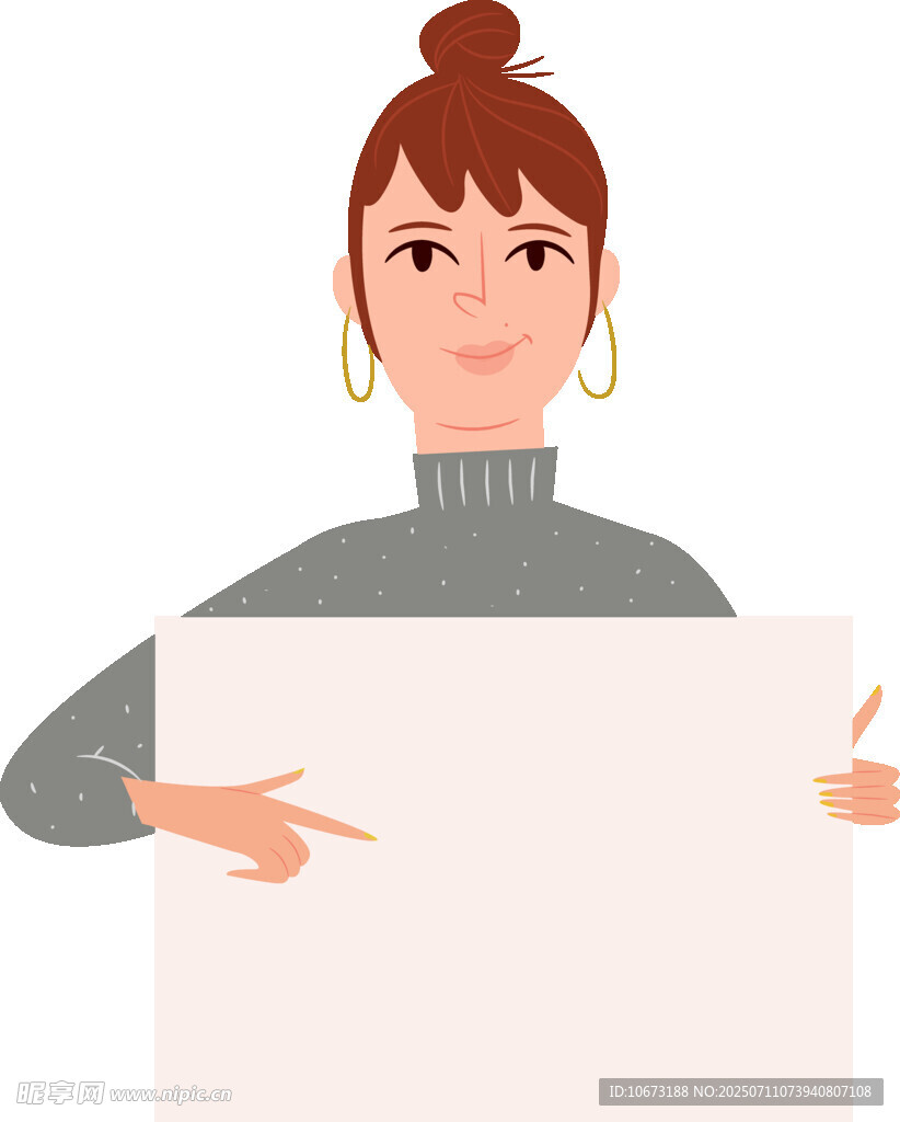 女子手持白板指向展示