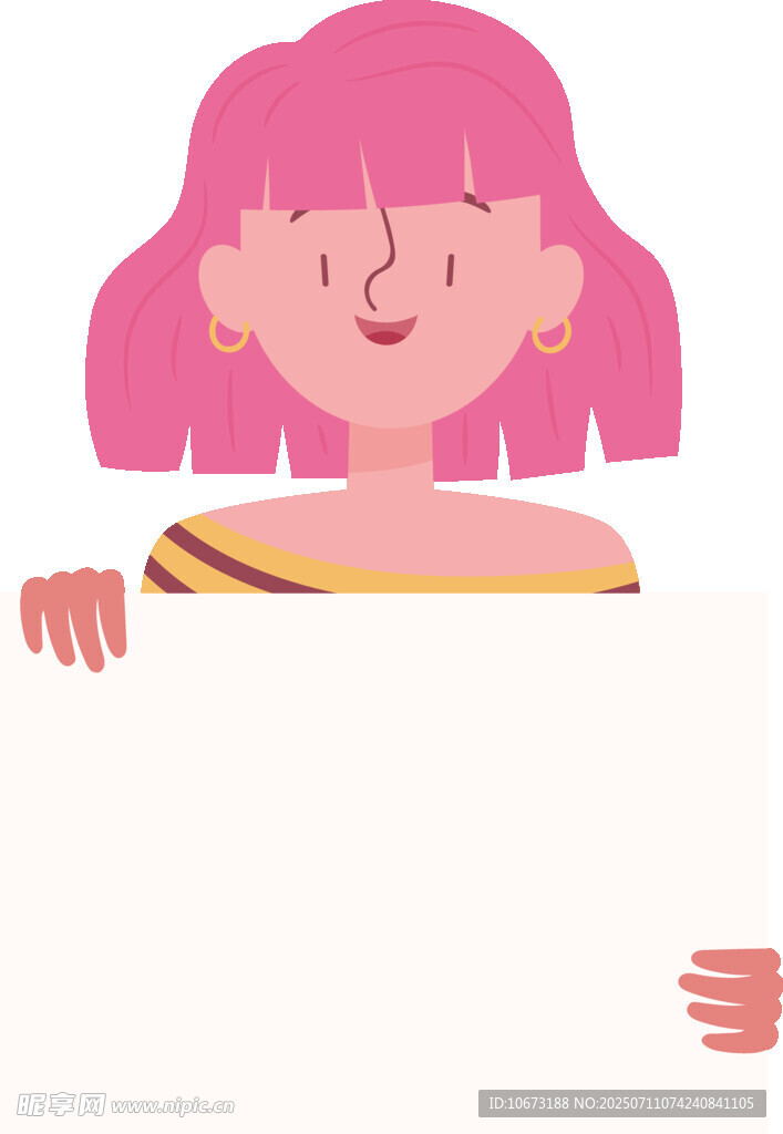 持白板的粉色头发女孩
