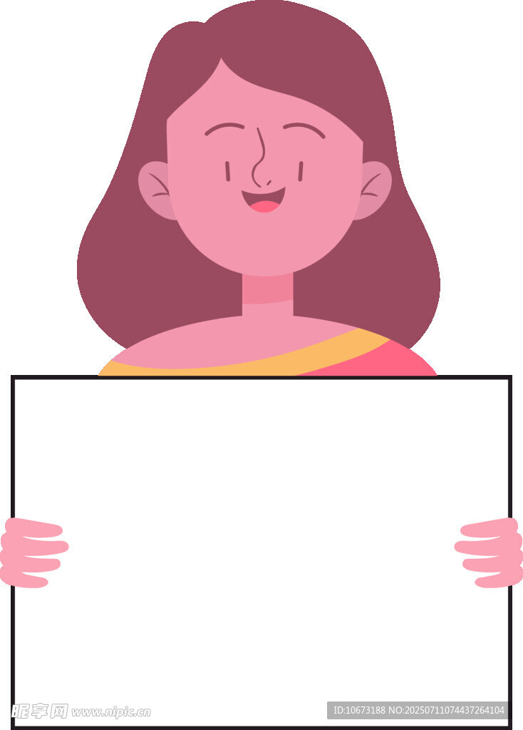女孩手持空白展示板