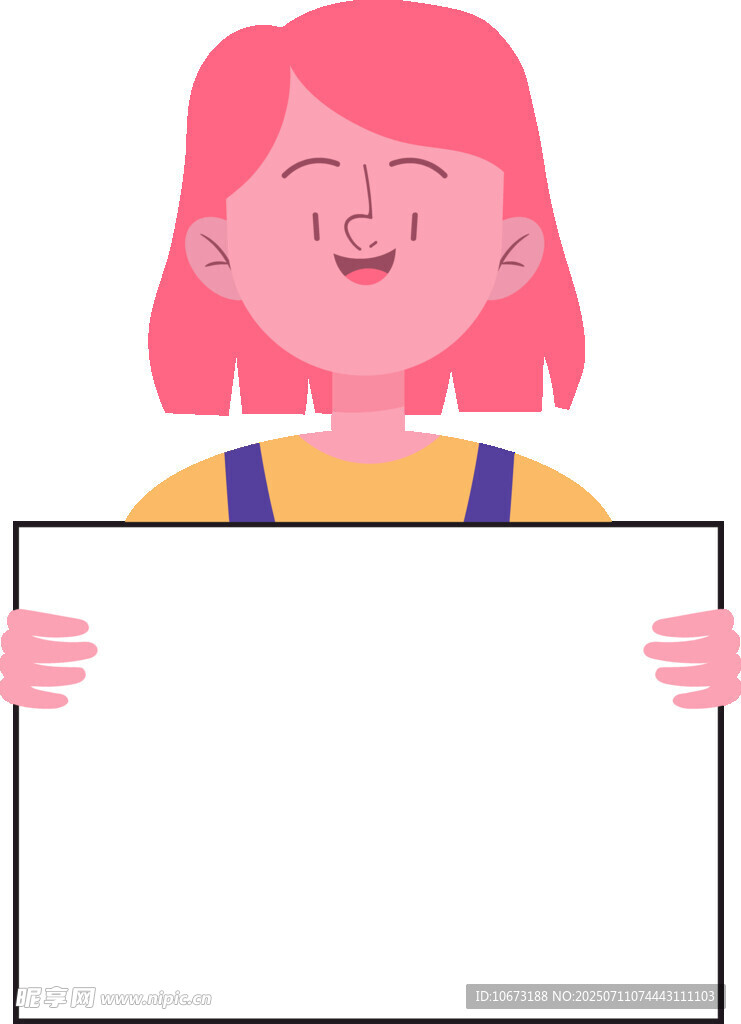 微笑女孩手持空白展板