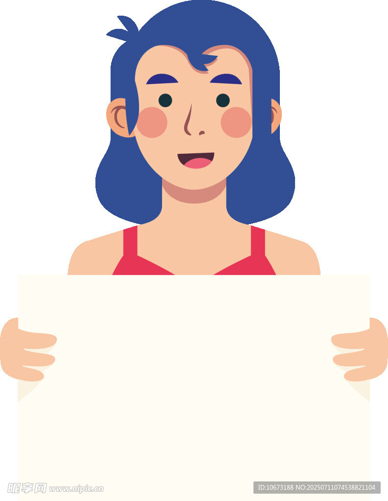 持空白板的女性