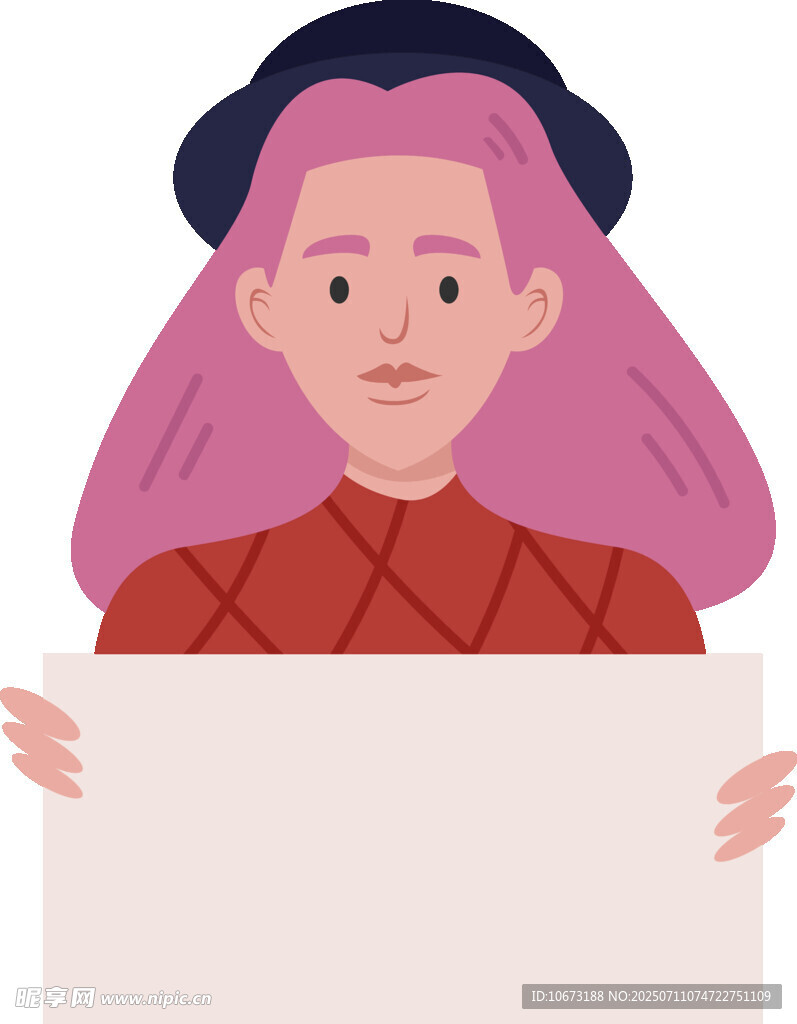 持空白展板的女性