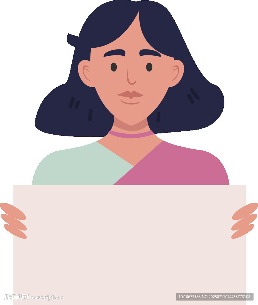 持空白展板的女性