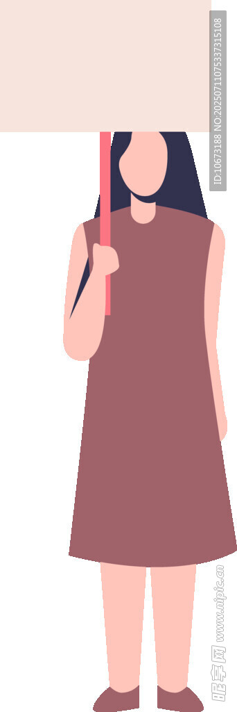 手持画笔的棕色裙女孩