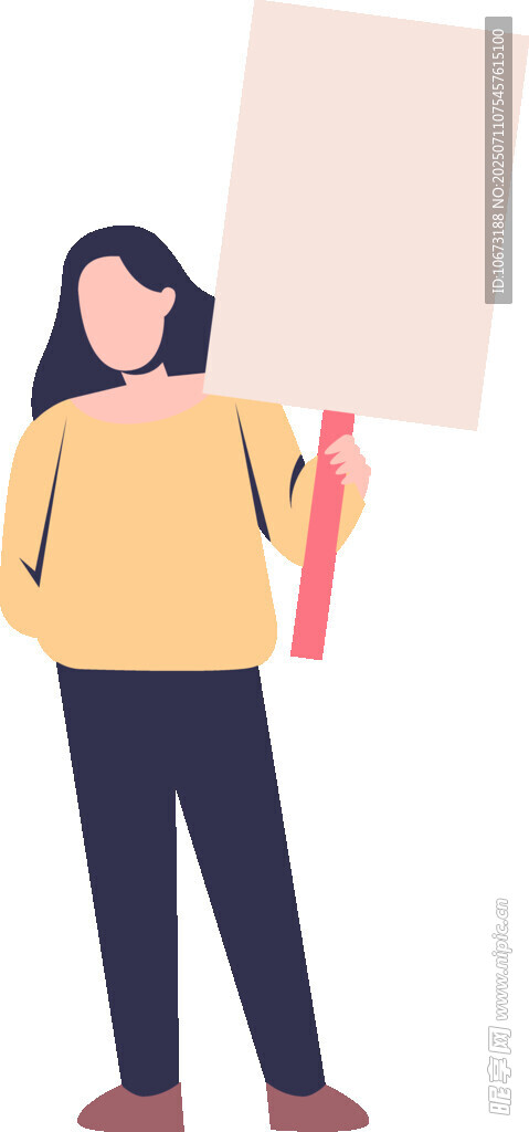 手持海报的时尚女性