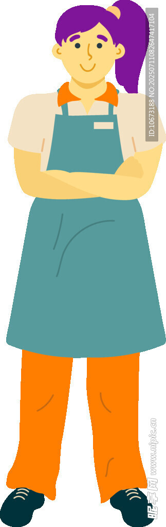 穿围裙的卡通女性形象