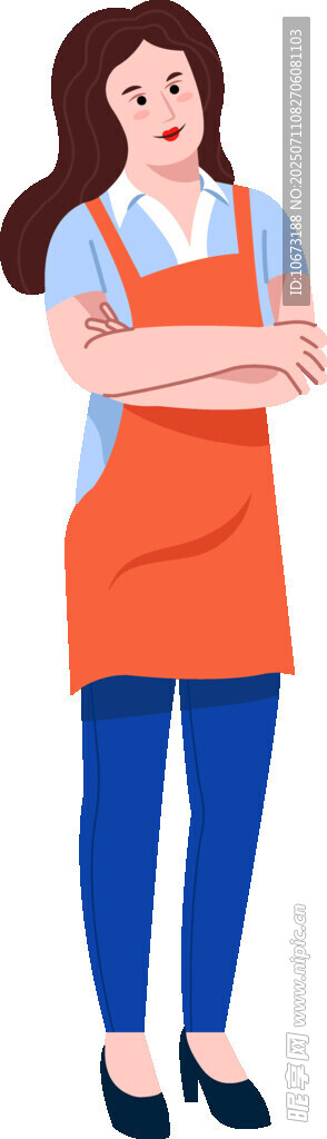 穿围裙的自信女性