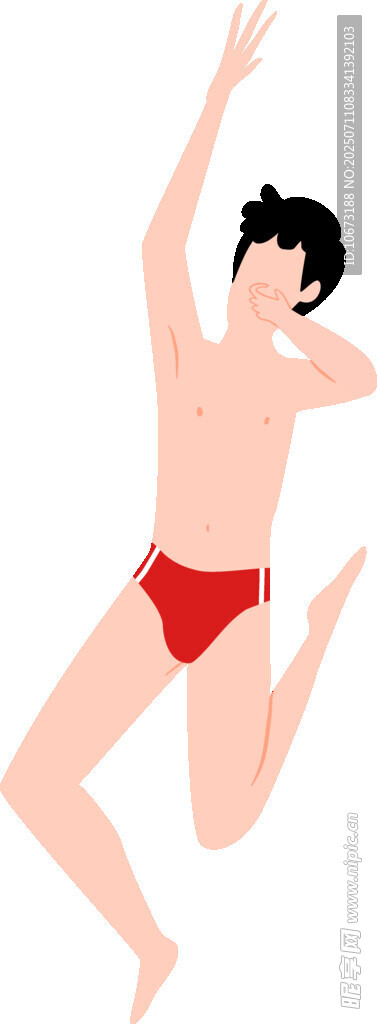 跳跃的泳装男士