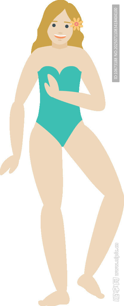 穿连体泳衣的女性