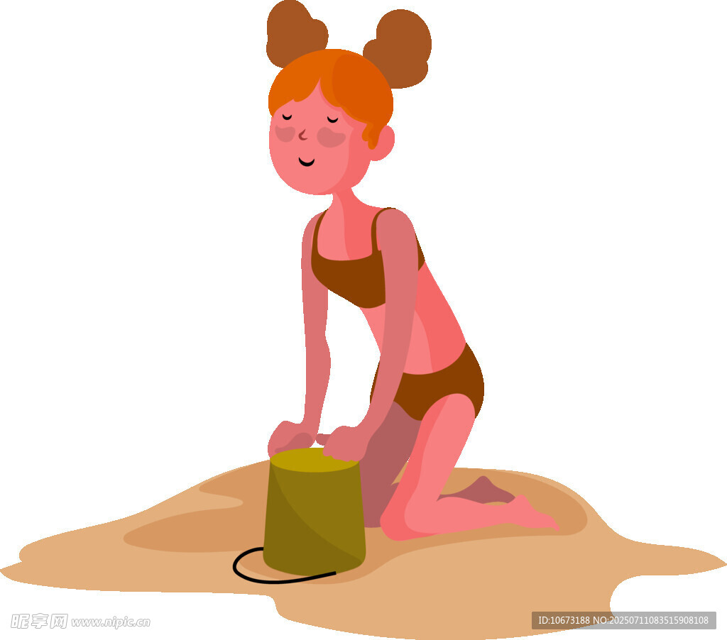 沙滩上玩耍的比基尼女孩