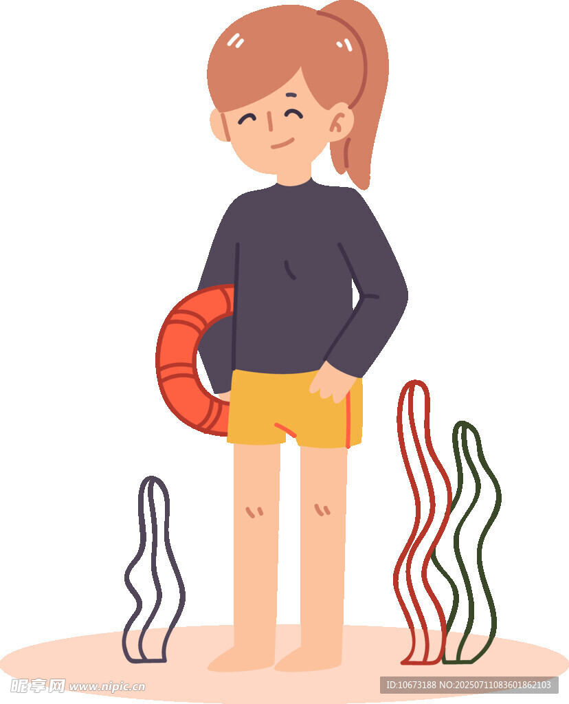 女孩手持浮板准备游泳