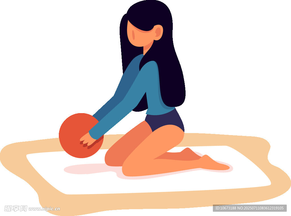 跪地女子与橙色圆球
