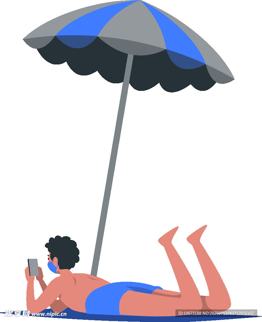 沙滩上惬意躺卧的日光浴者