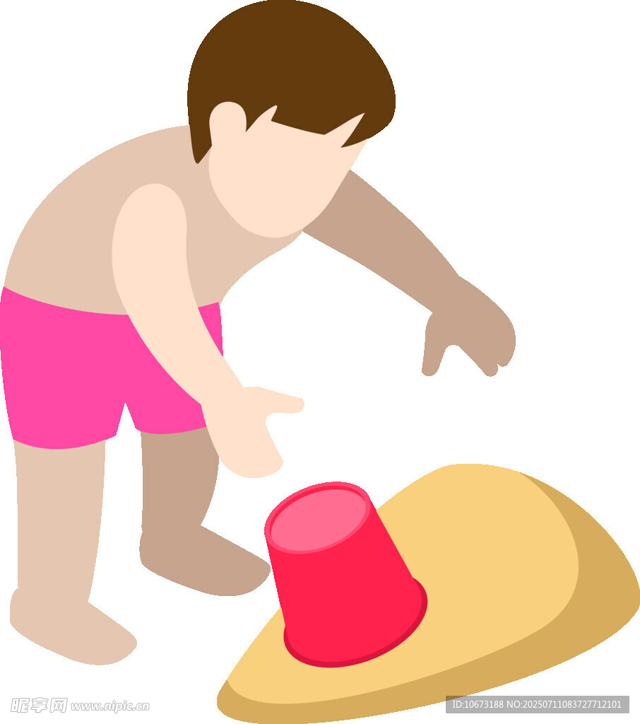小孩沙滩玩沙堡