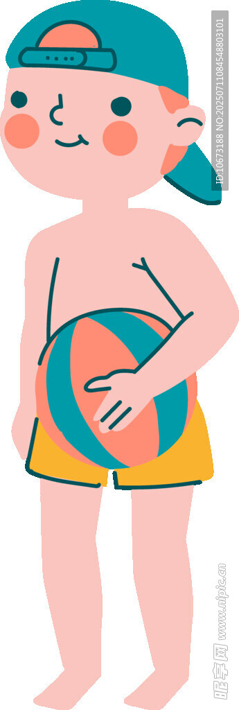 戴帽男孩手持彩色球