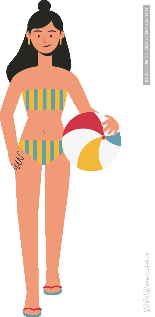 穿泳衣手持沙滩玩具的女孩