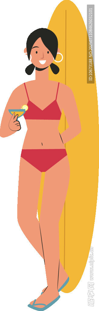 比基尼美女手持冲浪板