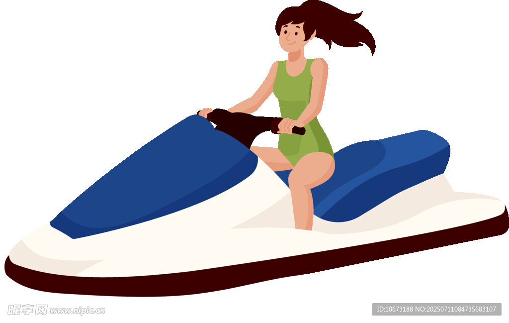女子驾驶水上摩托艇