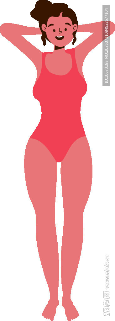 自信丰满的红衣女性
