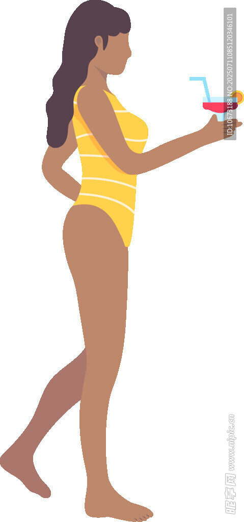 穿泳衣女士手持彩色小鸟