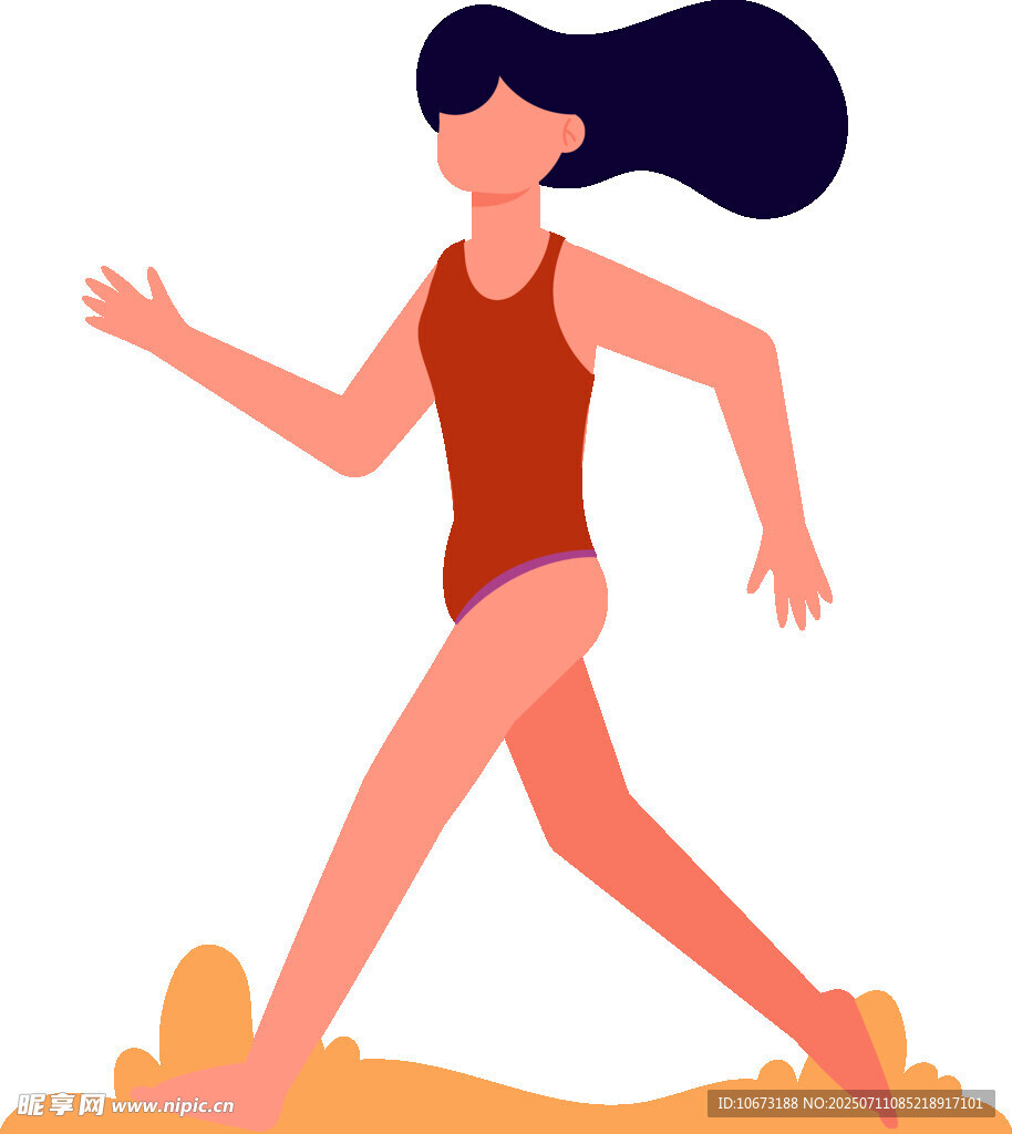 海边奔跑的活力女性