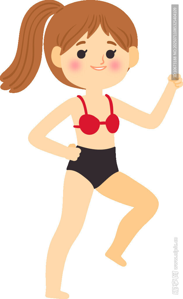 穿泳衣的活力小女孩