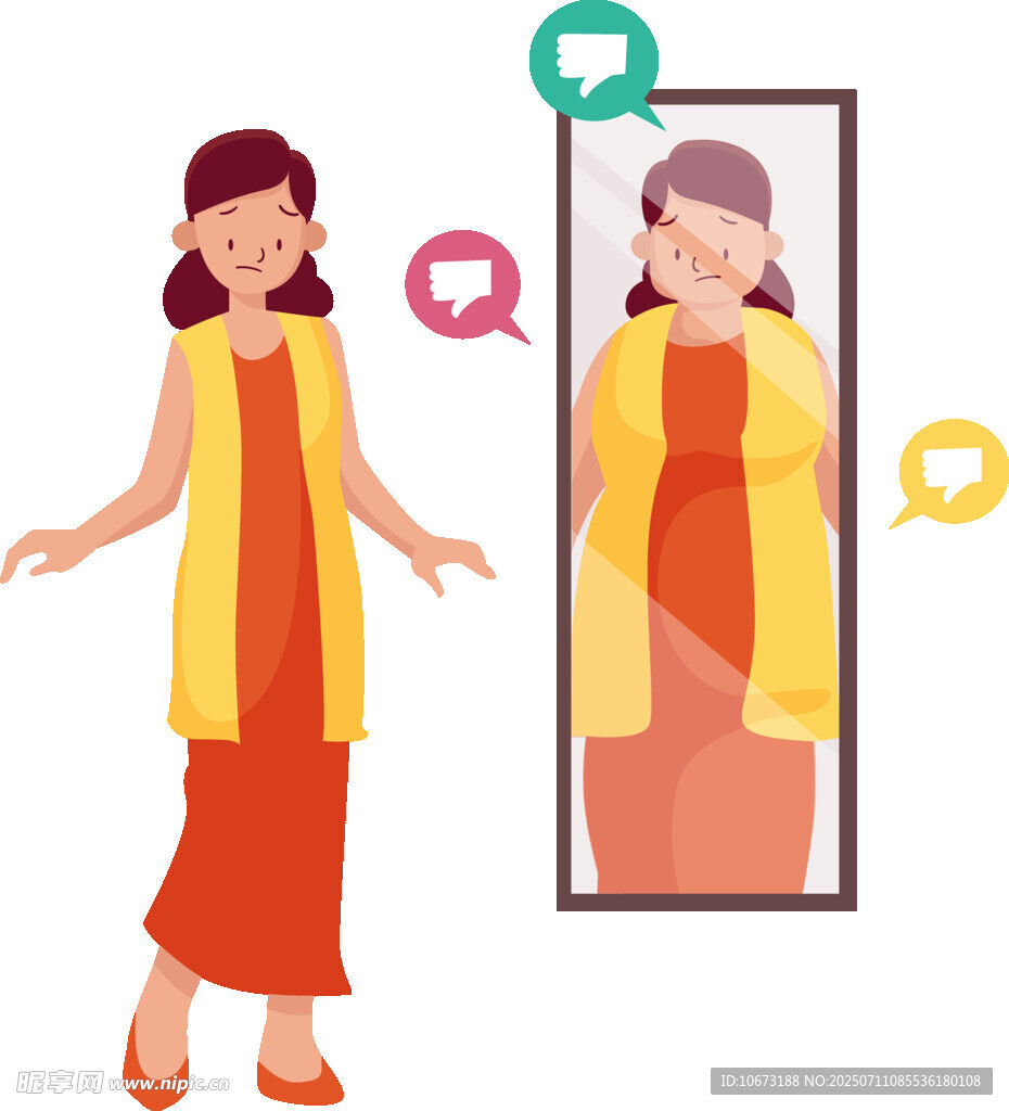 女士照镜子欣赏自己形象